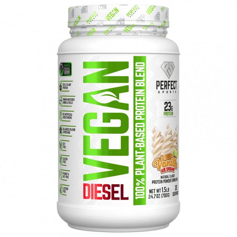 Perfect Sports, Vegan Diesel, смесь 100% растительных белков, ванильное мороженое, 700 г (1,5 фунта)