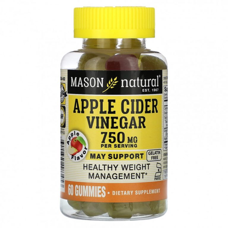 Mason Natural, Яблочный уксус, яблоко, 250 мг, 60 жевательных таблеток