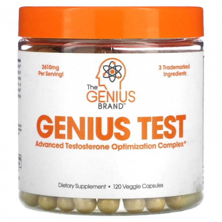 The Genius Brand, Genius Test, улучшенный комплекс для повышения уровня тестостерона, 120 растительных капсул