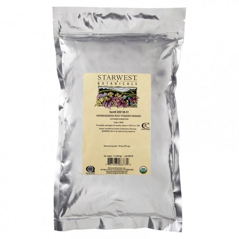 Starwest Botanicals, ПОрошок из корня органической ашвагандхи, 453,6 г (1 фунт)