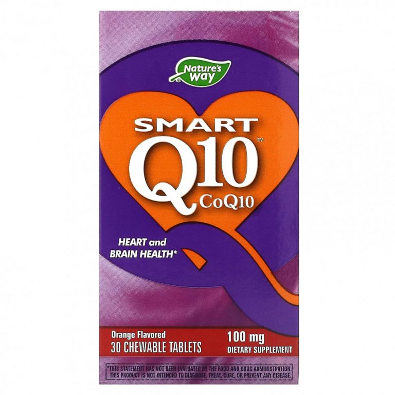 Nature’s Way, Smart Q10, апельсин, 100 мг, 30 жевательных таблеток