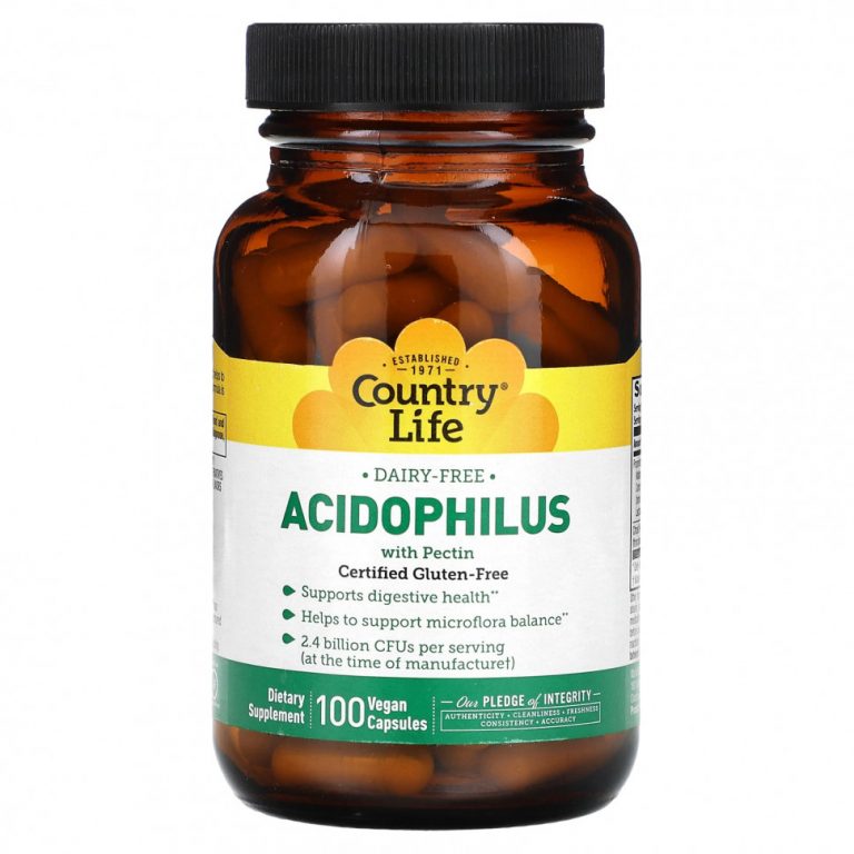 Country Life, Acidophilus с пектином, 100 веганских капсул