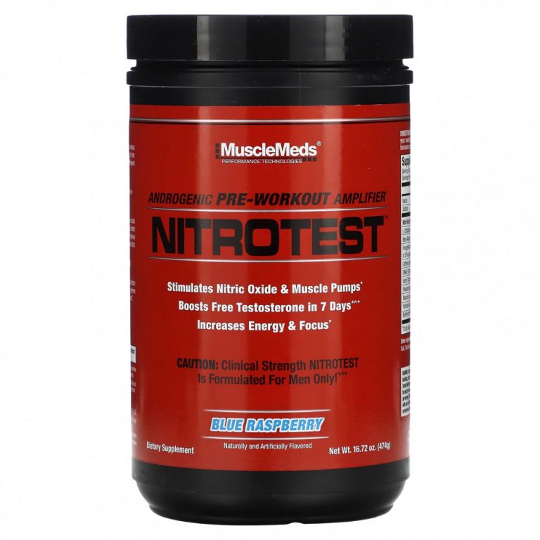 MuscleMeds, Nitrotest, андрогенный усилитель перед тренировкой, голубая малина, 474 г (16,72 унции)