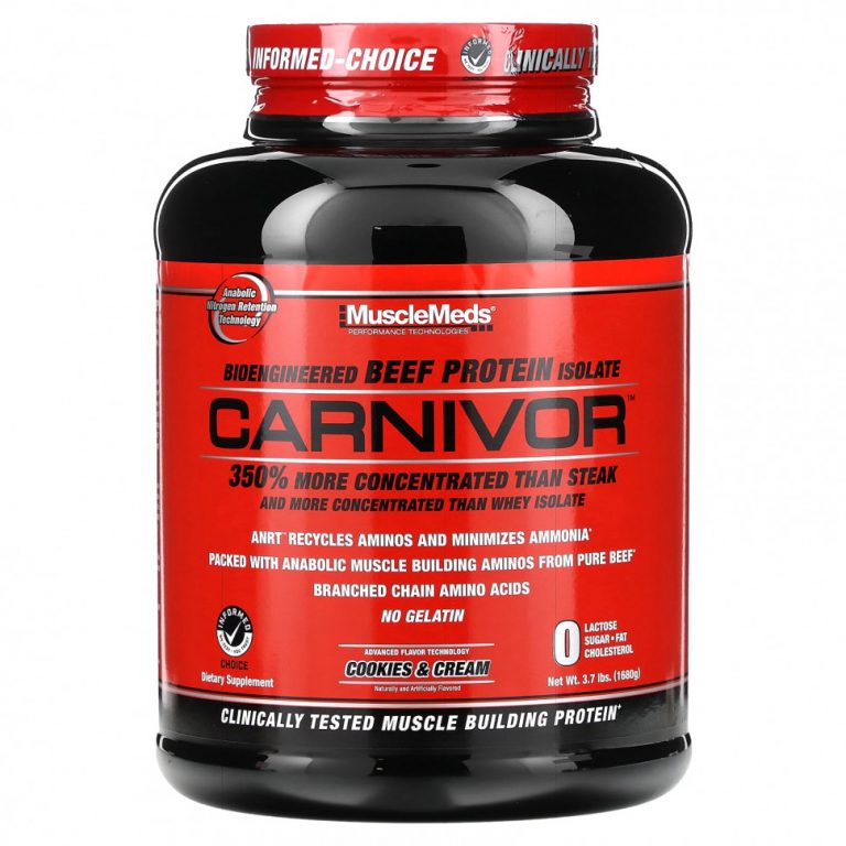 MuscleMeds, Carnivor, биоинженерный изолят говяжьего протеина, печенье и сливки, 1680 г (3,7 фунта)