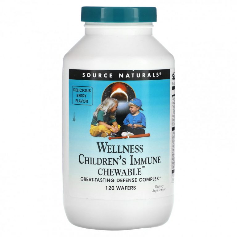 Source Naturals, Wellness Children’s Immune, жевательные таблетки, со вкусом ягод, 120 вафель