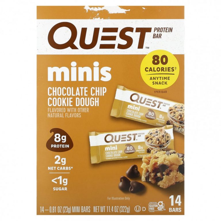 Quest Nutrition, Protein Bar, Minis, тесто с шоколадной крошкой для печенья, 14 батончиков, 23 г (0,81 унции)