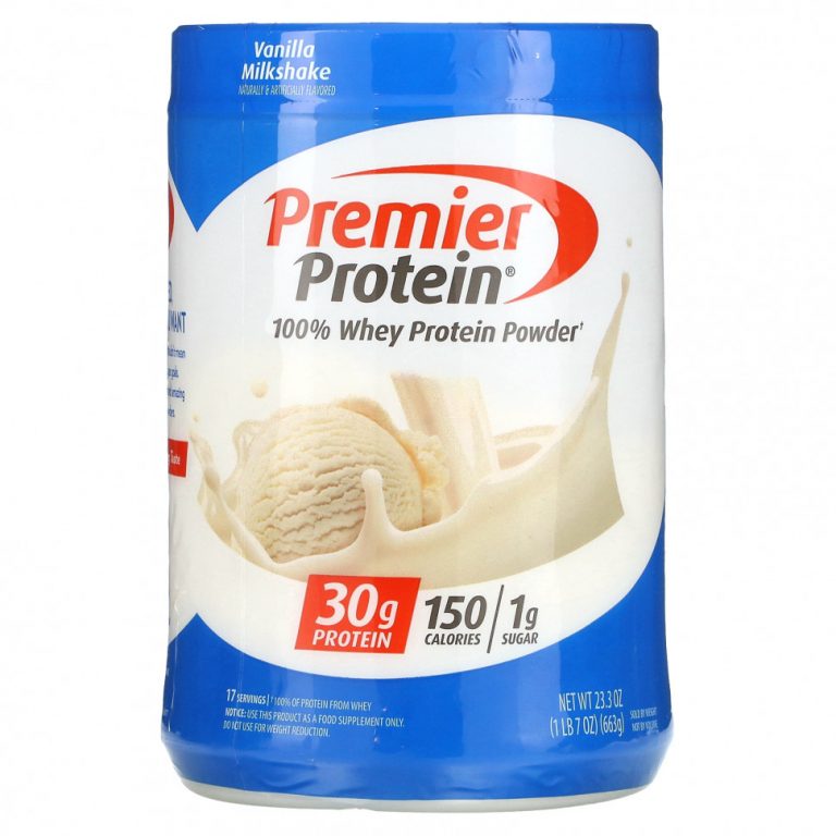 Premier Protein, Порошок из 100% сывороточного протеина, ванильный молочный коктейль, 663 г (1 фунт 7 унций)