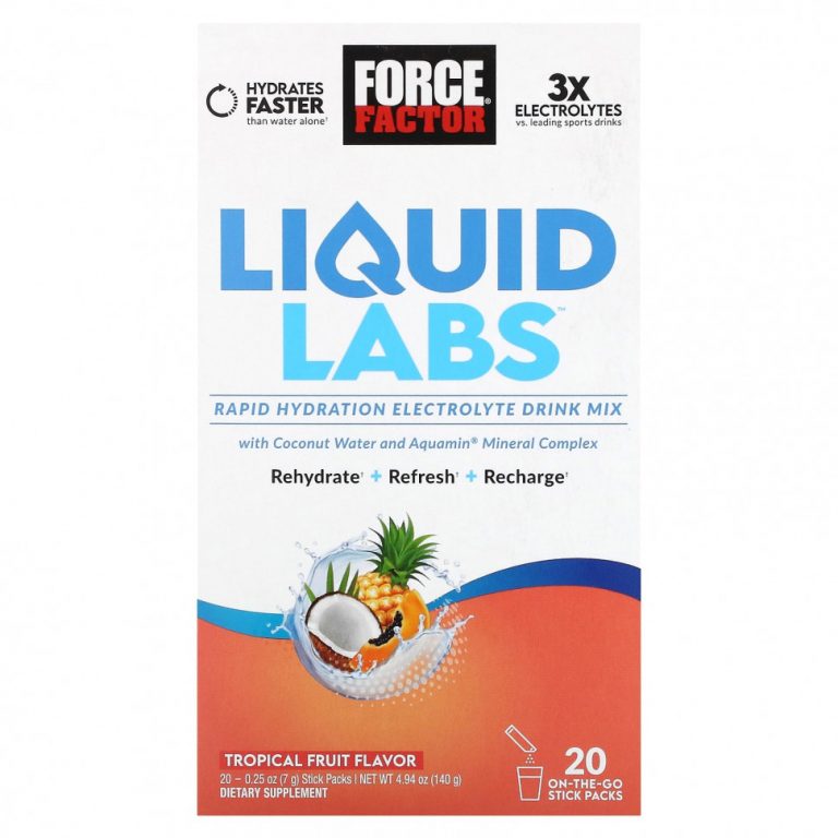 Force Factor, Liquid Labs, тропические фрукты, 20 пакетиков в стиках по 7 г (0,25 унции)