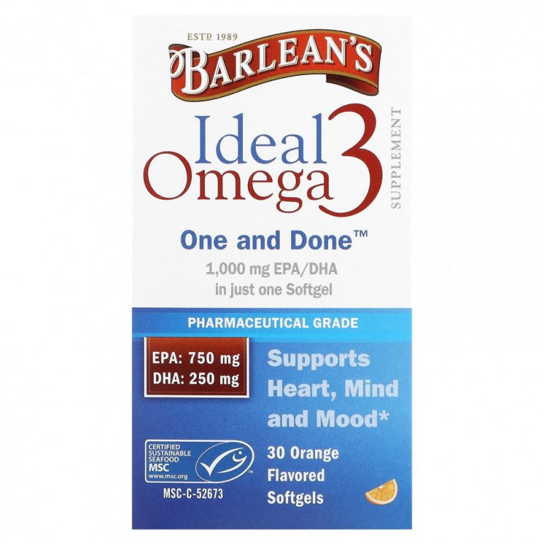 Barlean’s, Ideal Omega 3, апельсин, 30 мягких таблеток