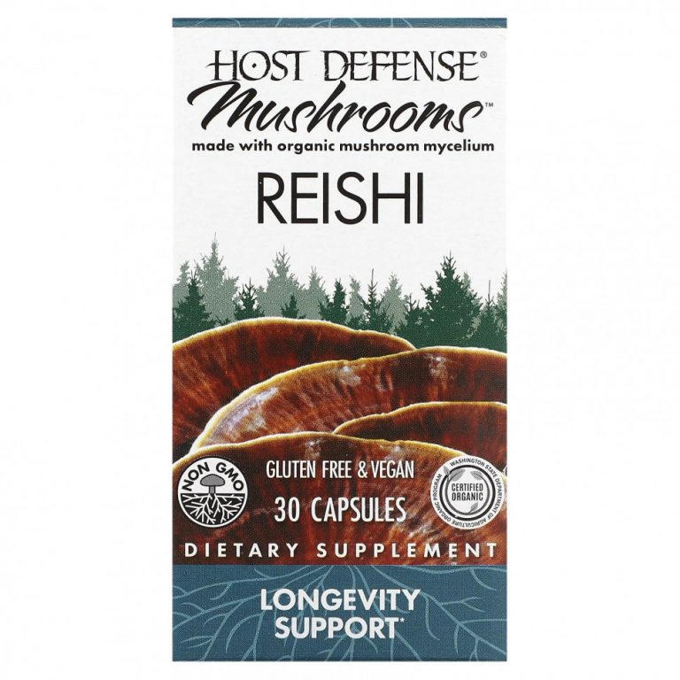 Fungi Perfecti Host Defense, Грибы, рейши, 30 капсул