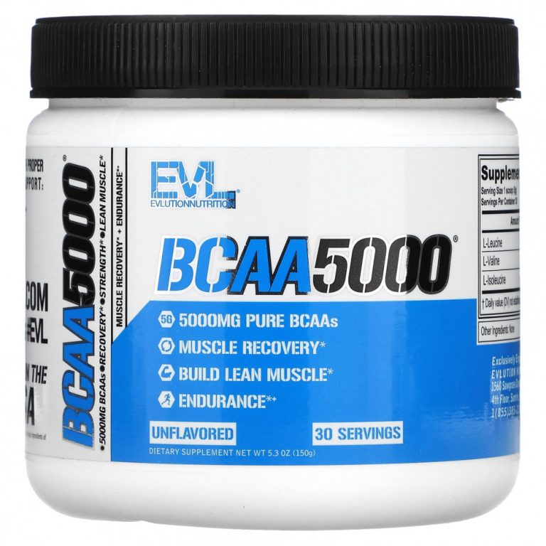 EVLution Nutrition, BCAA5000, без добавок, 5000 мг, 150 г (5,3 унции)