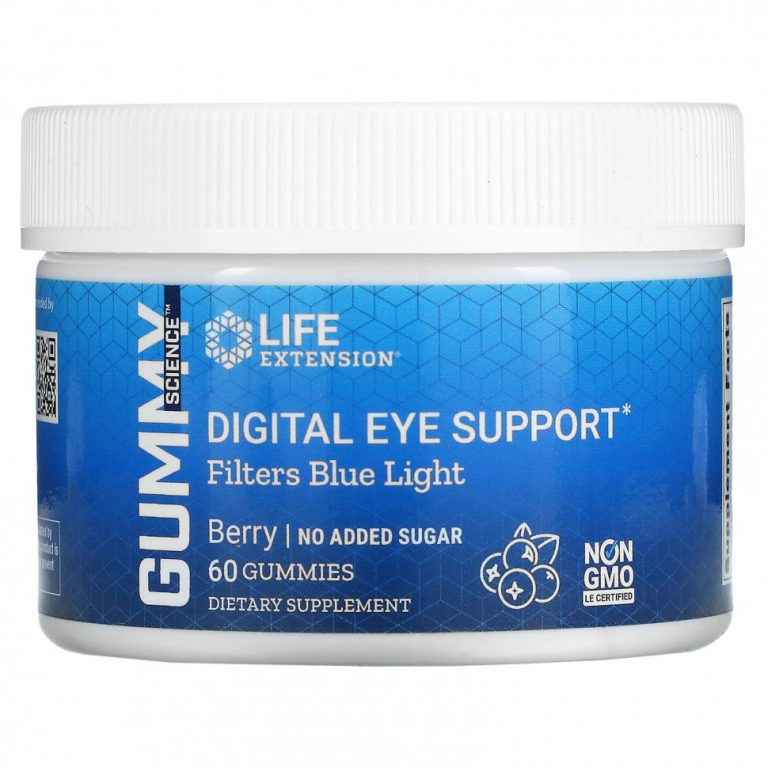 Life Extension, Digital Eye Support, средство для фильтрации синего света, ягодный вкус, 60 жевательных таблеток