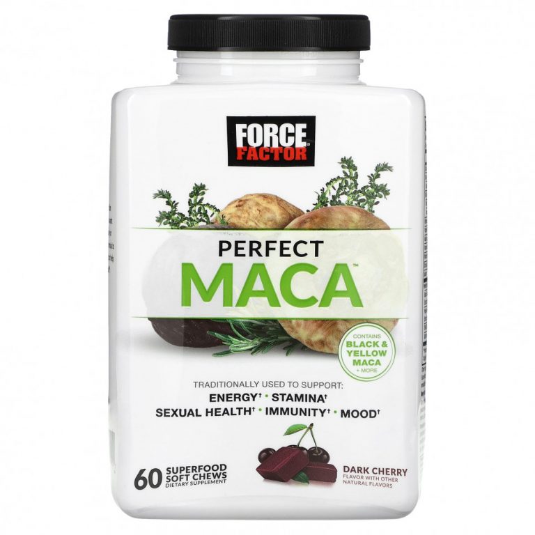 Force Factor, Perfect Maca, темная вишня, 60 жевательных таблеток Superfood