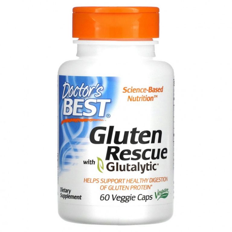 Doctor’s Best, Gluten Rescue, ферменты для расщепления глютена с Glutalytic, 60 вегетарианских капсул