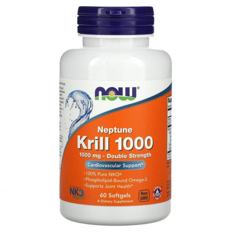 NOW Foods, Крилевый жир Neptune Krill 1000, двойная эффективность, 1000 мг, 60 мягких желатиновых капсул