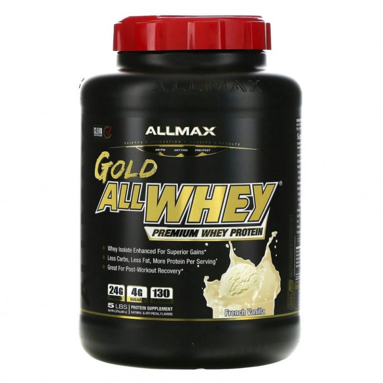 ALLMAX Nutrition, AllWhey Gold, 100% сывороточный протеин + изолят сывороточного протеина премиального качества, французская ваниль, 2,27 кг (5 фунтов)