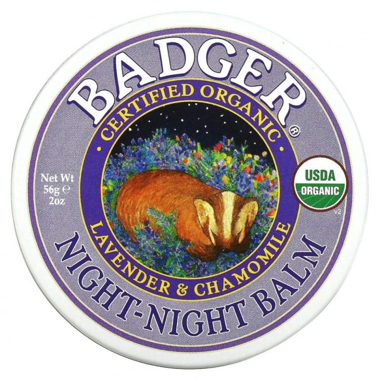 Badger Company, Organic, бальзам ‘ночь-ночь’, лаванда и ромашка, 2 унции (56 г)