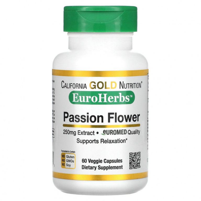 California Gold Nutrition, EuroHerbs, пассифлора, 250 мг, 60 растительных капсул