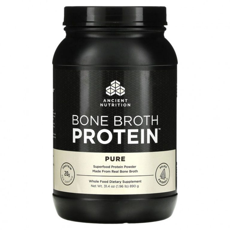 Dr. Axe / Ancient Nutrition, Bone Broth Protein, чистый белок, 890 г (1,96 фунта)