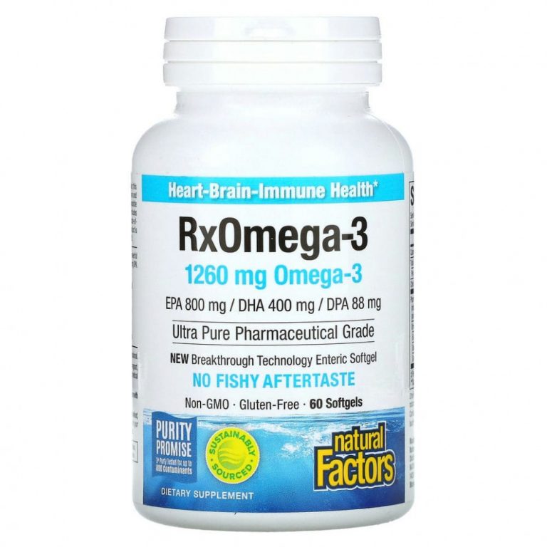 Natural Factors, RxOmega-3, 630 мг, 60 капсул Enteripure