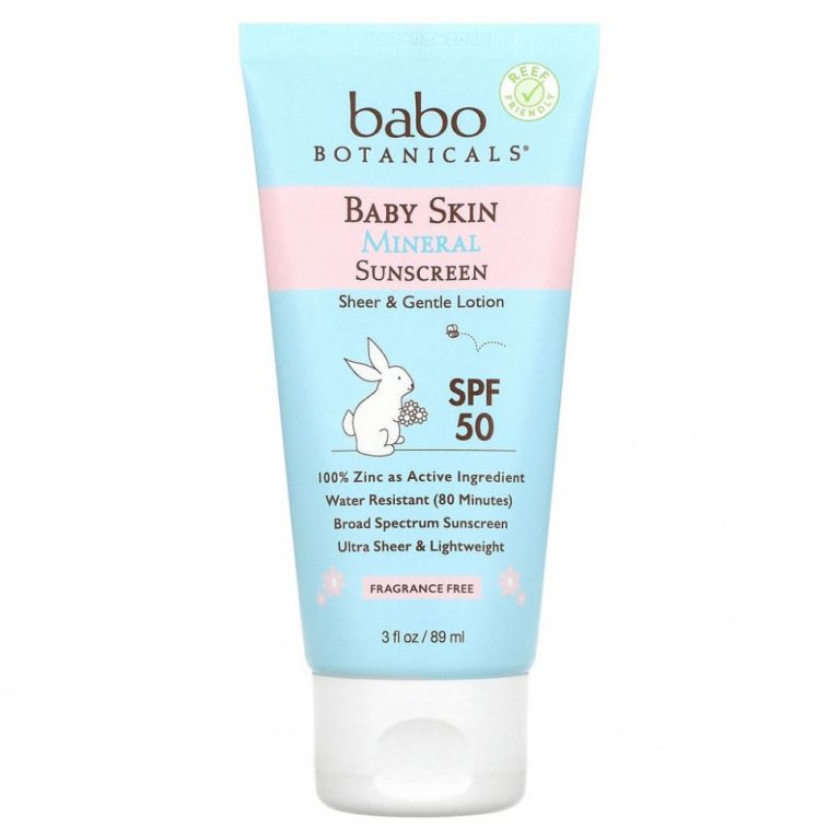 Babo Botanicals, Для детской кожи, солнцезащитный лосьон на минеральной основе, SPF 50, 89 мл