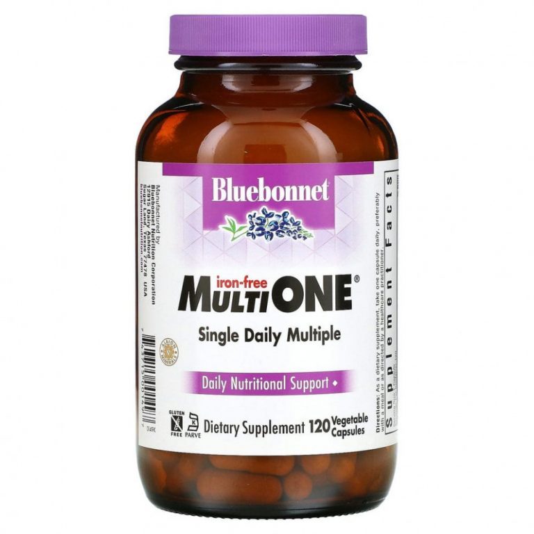 Bluebonnet Nutrition, Multi One, Single Daily Multiple, без железа, 120 растительных капсул