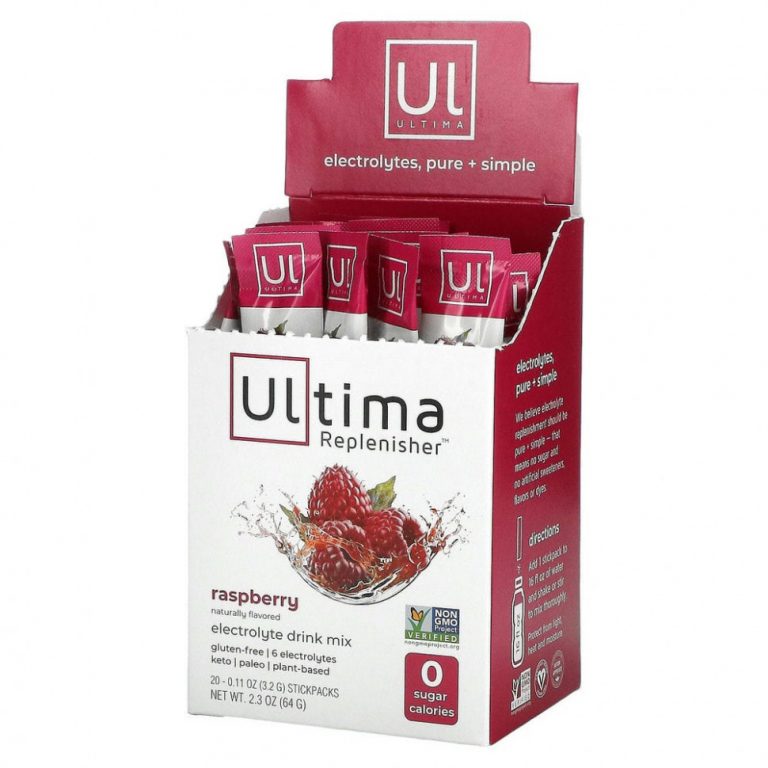 Ultima Replenisher, Электролитовая добавка, малина, 20 пакетов, 3,2 г (0,11 унций) каждый