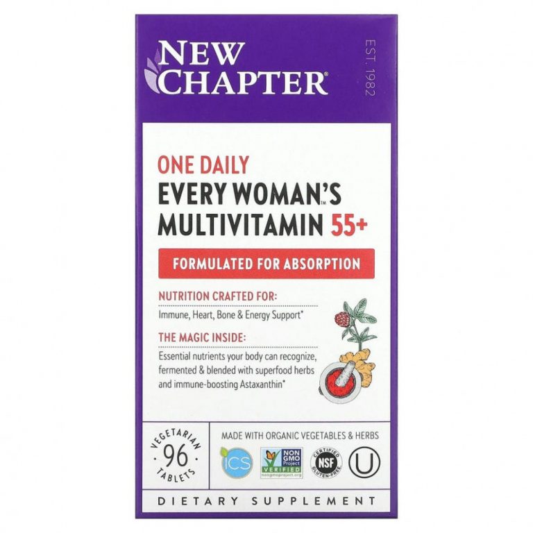 New Chapter, 55+ Every Woman’s One Daily, витаминный комплекс на основе цельных продуктов для женщин старше 55 лет, 96 вегетарианских таблеток