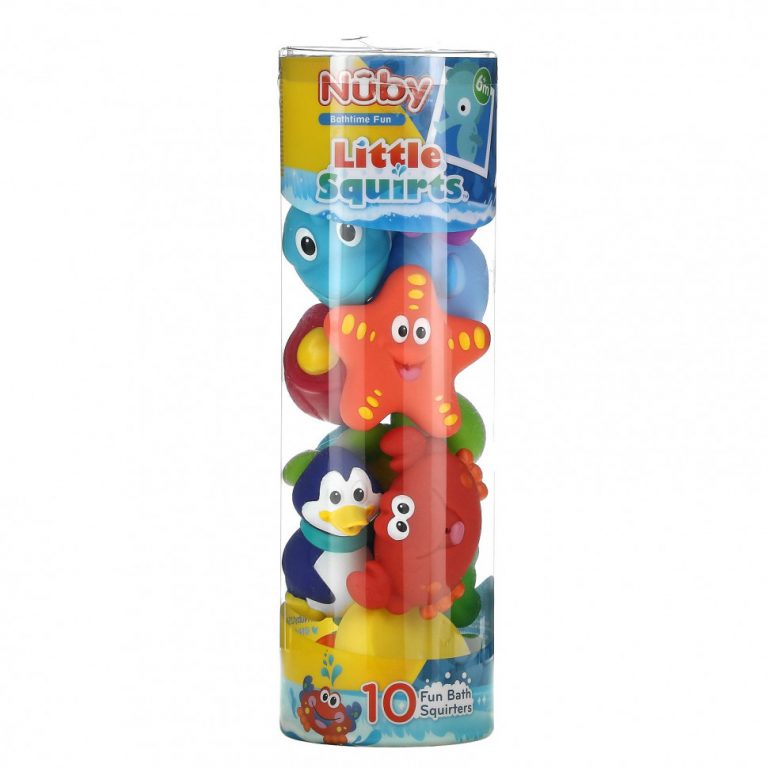 Nuby, Little Squirts, веселые сквиртеры для ванны, для детей от 6 месяцев, 10 шт.