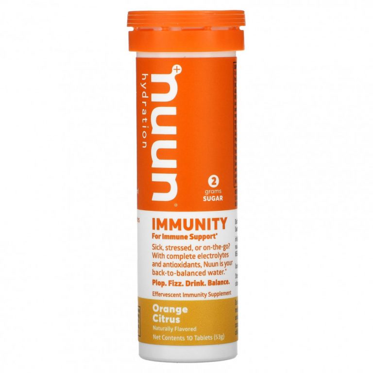 Nuun, Hydration, Immunity, Шипучая добавка для иммунитета, апельсин и цитрус, 10 таблеток