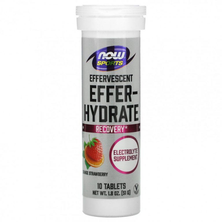 NOW Foods, Sports, Effer-Hydrate, восстановление, апельсин и клубника, 10 таблеток, 51 г (1,8 унции)