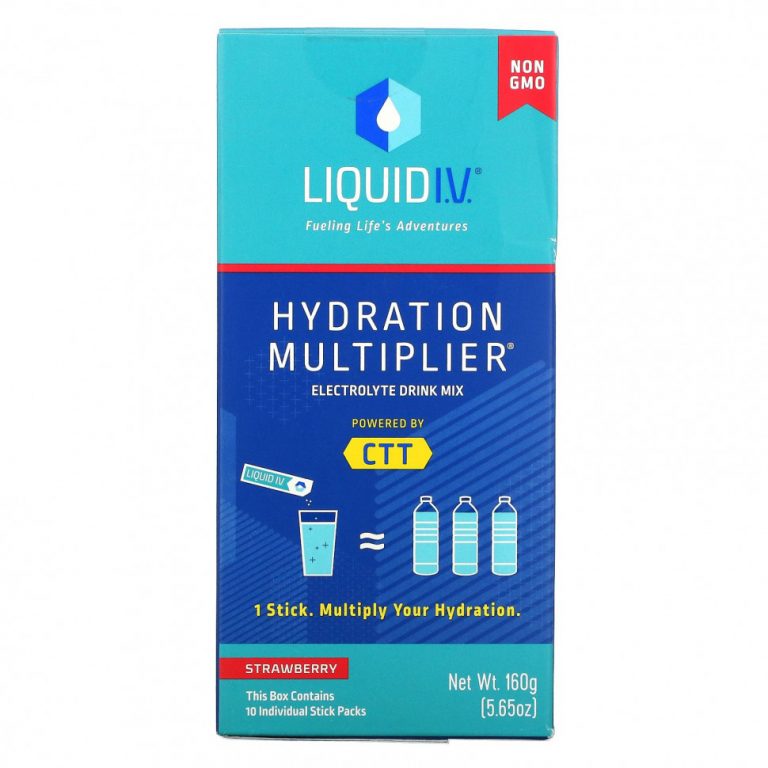 Liquid I.V., Hydration Multiplier, смесь для приготовления напитка с электролитом, клубника, 10 отдельных пакетиков по 16 г (0,56 унции)