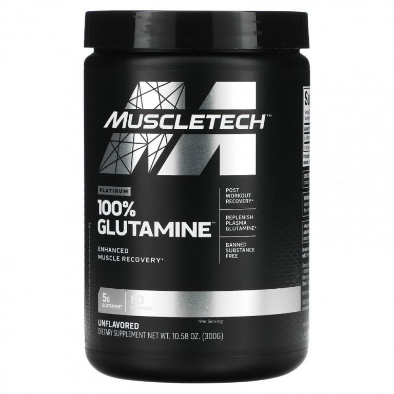 Muscletech, Essential Series, Platinum 100%, глютамин, без добавок, 5 г, 300 г (10,58 унции)