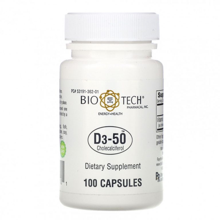 Bio Tech Pharmacal, D3-50, холекальциферол, 100 капсул