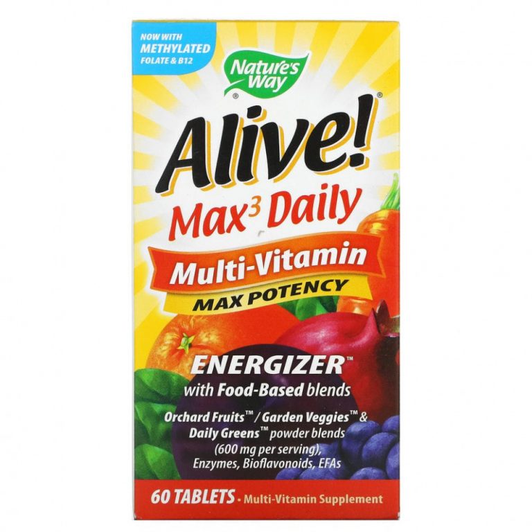 Nature’s Way, Alive! Max3 Daily, мультивитамины, 60 таблеток