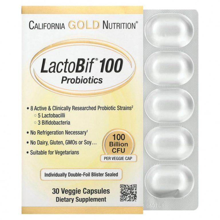 California Gold Nutrition, LactoBif, пробиотики, 100 млрд КОЕ, 30 растительных капсул