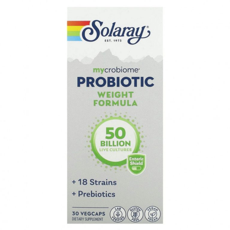 Solaray, Mycrobiome Probiotic Weight Formula, 50 млрд, 30 капсул с кишечным растительным экстрактом