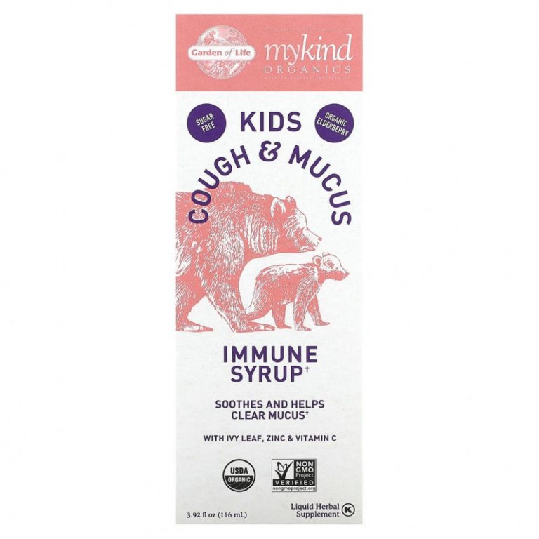 Garden of Life, Mykind Organics, Kids Cough & Mucus, иммунный сироп с листьями плюща, цинком и витамином C, 116 мл (3,92 жидк. Унции)