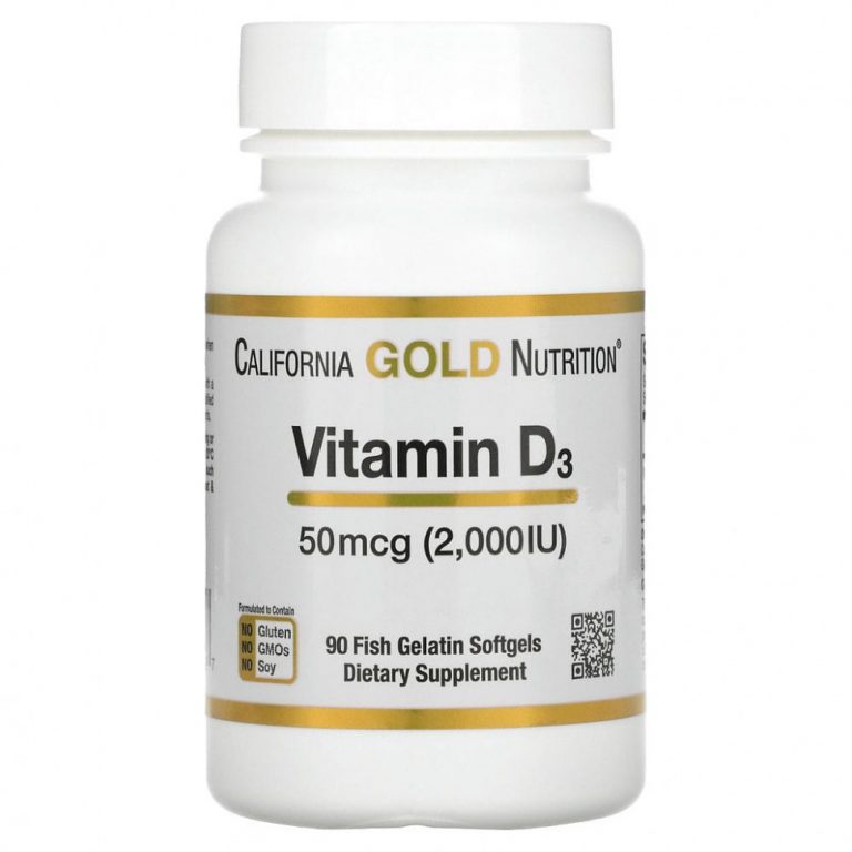 California Gold Nutrition, витамин D3, 50 мкг (2000 МЕ), 90 рыбно-желатиновых капсул