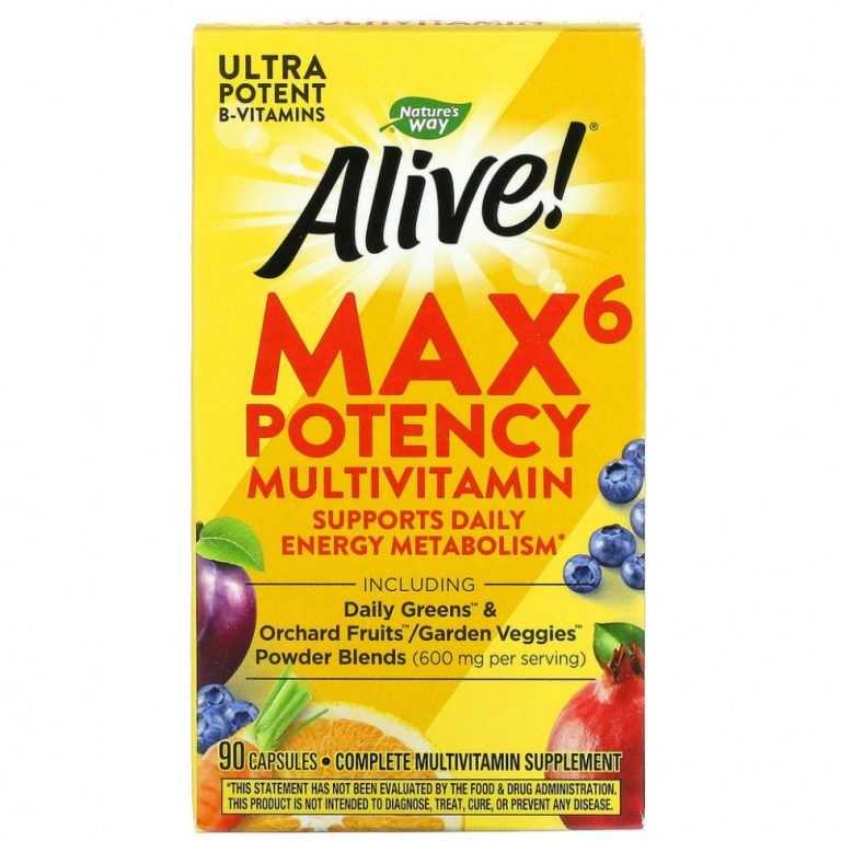 Nature’s Way, Alive! Max6 Potency, мультивитамины, 90 капсул