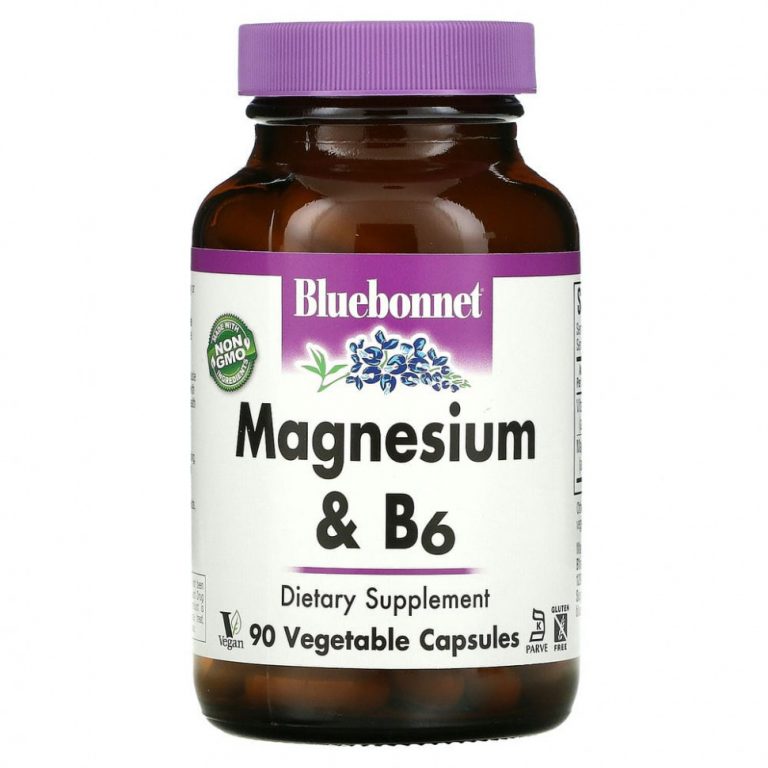 Bluebonnet Nutrition, магний и витамин B6, 90 вегетарианских капсул