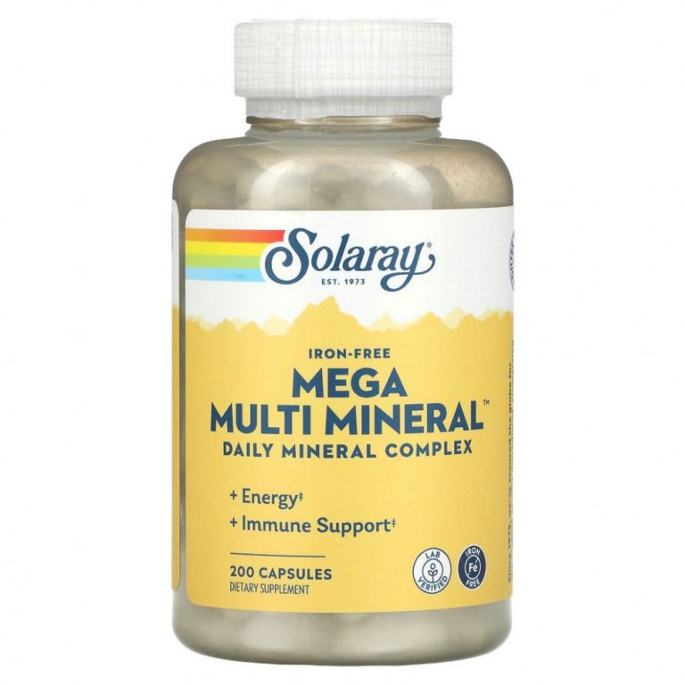 Solaray, Mega Multi Mineral, без железа, 200 капсул