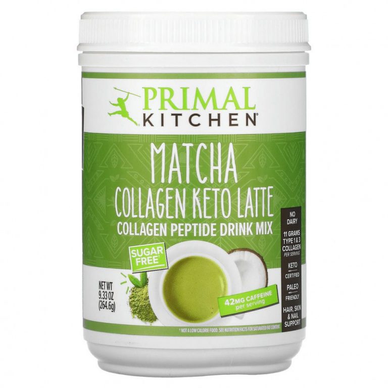 Primal Kitchen, Collagen Keto Latte, кетогенный кофе латте с коллагеном, матча, 264,6 г (9,33 унции)