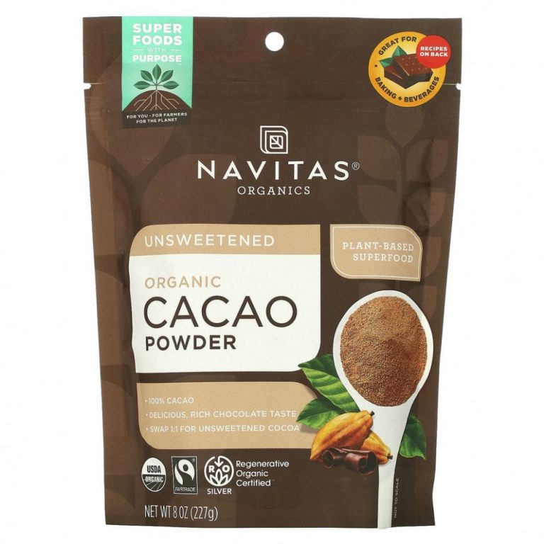 Navitas Organics, Органический какао-порошок, 227 г (8 унций)