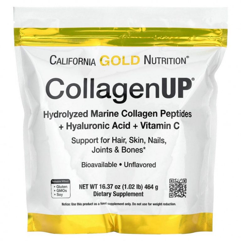 California Gold Nutrition, CollagenUP, морской гидролизованный коллаген, гиалуроновая кислота и витамин C, без вкусовых добавок, 464 г (16,37 унции)