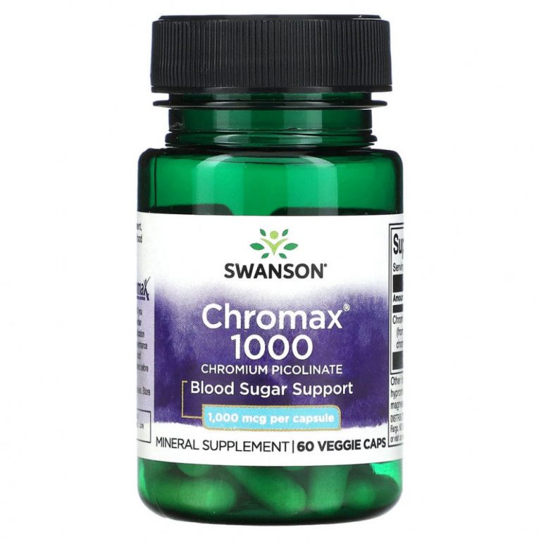 Swanson, Chromax 1000, пиколинат хрома, 1000 мкг, 60 растительных капсул