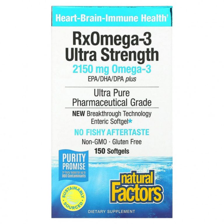 Natural Factors, Ultra Strength RxOmega-3, 900 мг ЭПК/ДГК, 150 мягких таблеток Enteripure