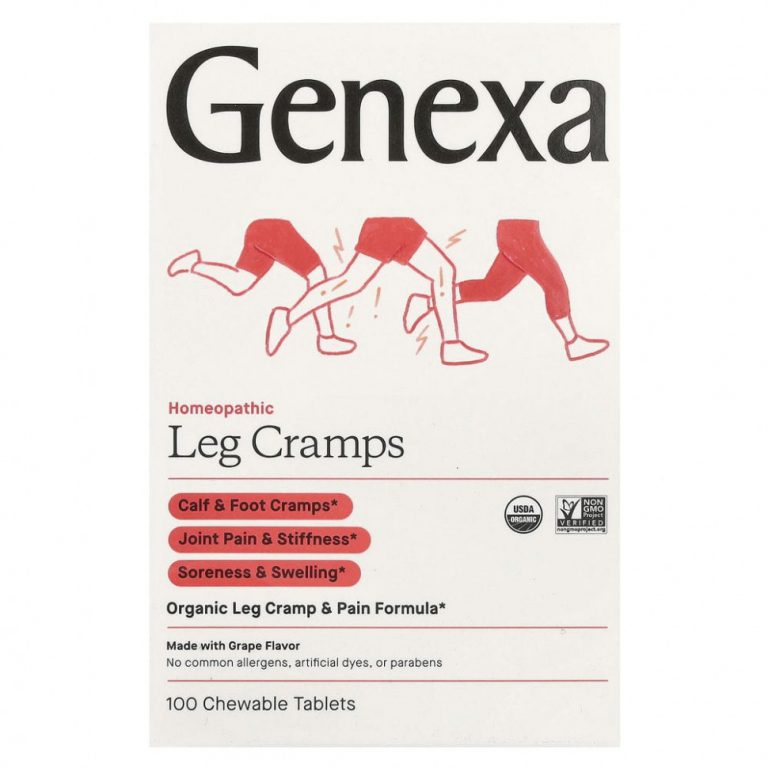 Genexa, Leg Cramp Rx, икроножные судороги и боль, со вкусом винограда, 100 жевательных таблеток