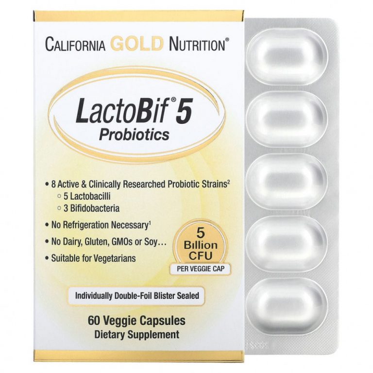 California Gold Nutrition, LactoBif, пробиотики, 5 млрд КОЕ, 60 растительных капсул