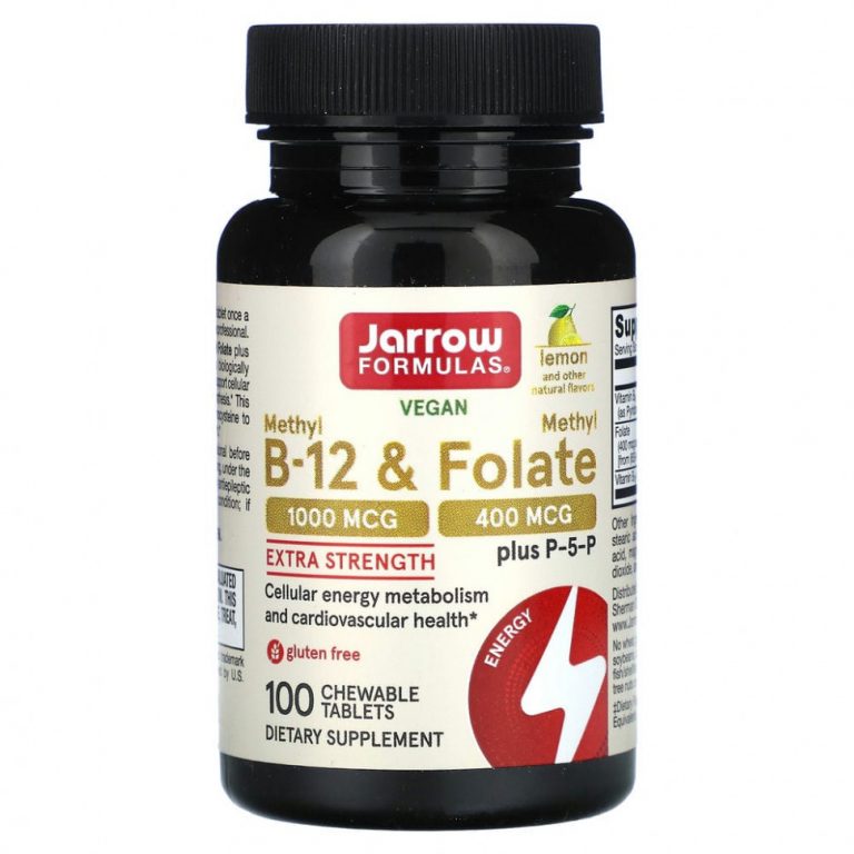 Jarrow Formulas, Метил B-12 и метилфолат, лимон, 100 жевательных таблеток